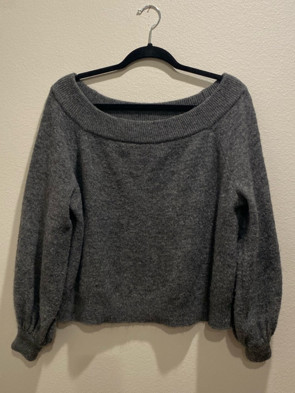 H&M Charcoal Gray Off-the-Shoulder Sweater